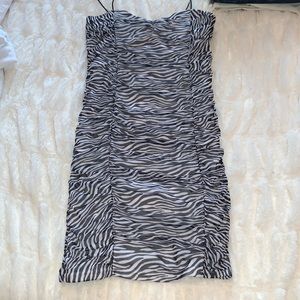 Zebra Print Ruched mini dress